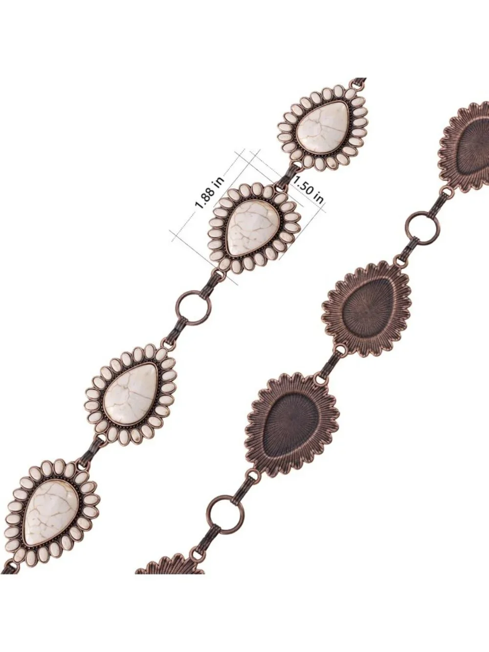 Turquoise Western Concho Chain Belt for Women | Adjustable Boho Cowgirl Body